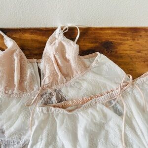 Victoria’s Secret White Nude Two Piece Lingerie Tank Camisole Bridal Set